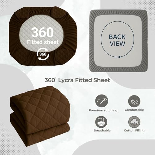 BABYLEE Waterproof Cotton Quilted Mattress Protector King Size Breathable Hypoallergenic Noiseless Ultra Soft Fitted Bed Protector 72x72 inch Mattress/Bed Cover (King 72x72 inch | 6x6 ft, Brown) - Image 5
