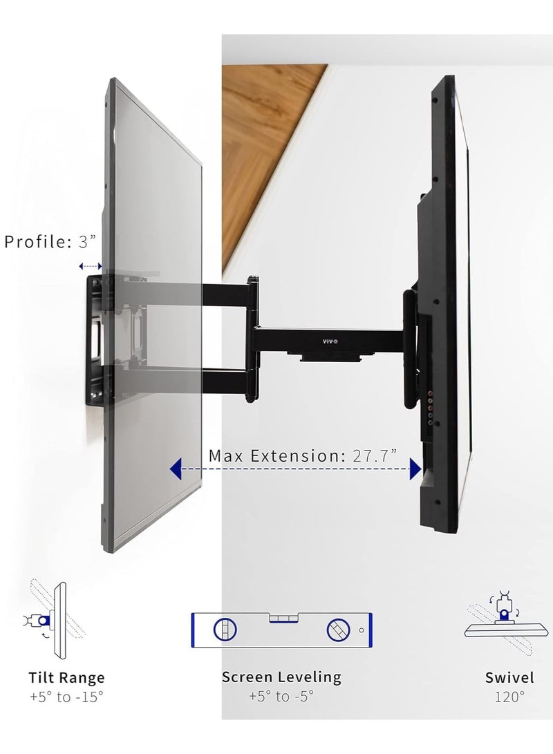 NEWSTAR Full Motion TV Wall Mount for 60–120 Inch Flat & Curved Screens, Extended Arm Swivel Bracket, Max VESA 900x600mm,  Heavy Duty Supports 120kg, Black (91-LPA77696) - Image 4