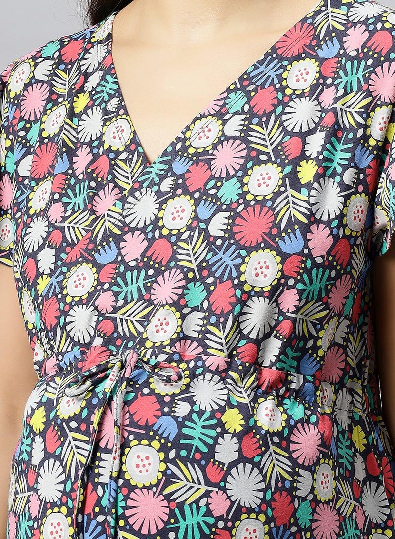 TUMMY Floral Print A-Line Dress - Image 5