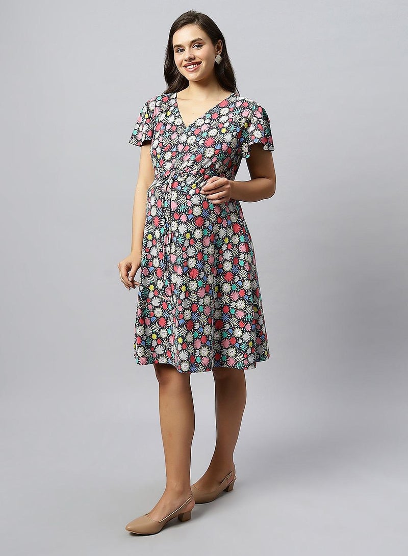 TUMMY Floral Print A-Line Dress - Image 4