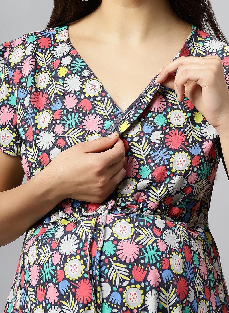 TUMMY Floral Print A-Line Dress - Image 3