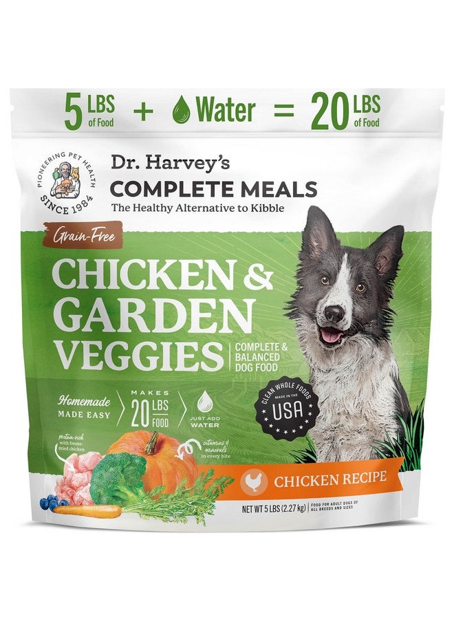 Dr. Harvey's Chicken & Garden Veggies Dog Food, Human Grade Grain-Free Dehydrated Food for Dogs with Freeze-Dried Chicken (5 Pounds) - Image 1