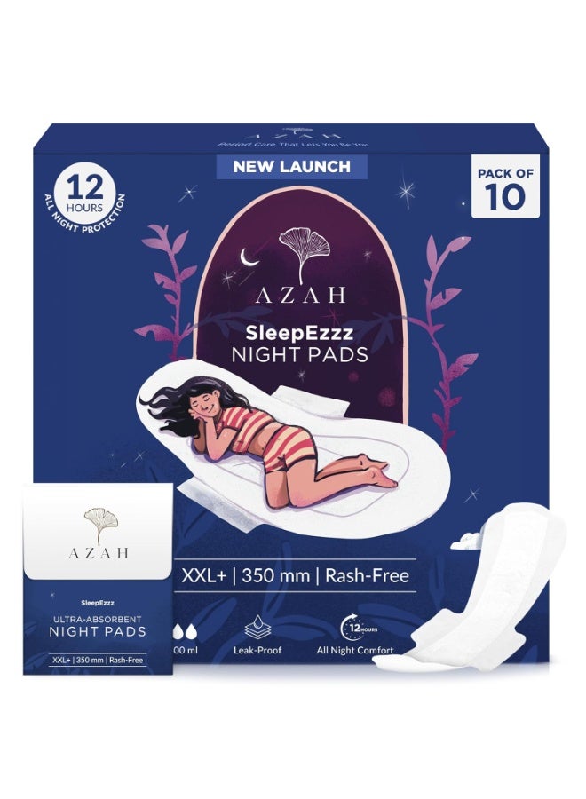 Azah XXL+ Sanitary Napkins for Women [Pack of 10] | 350MM Large Night Pads | Cottony Soft Sanitary Napkins for Women | XXL+ Pads for Woman | Leak Proof for Overnight Protection | With Disposable Bag - Image 3