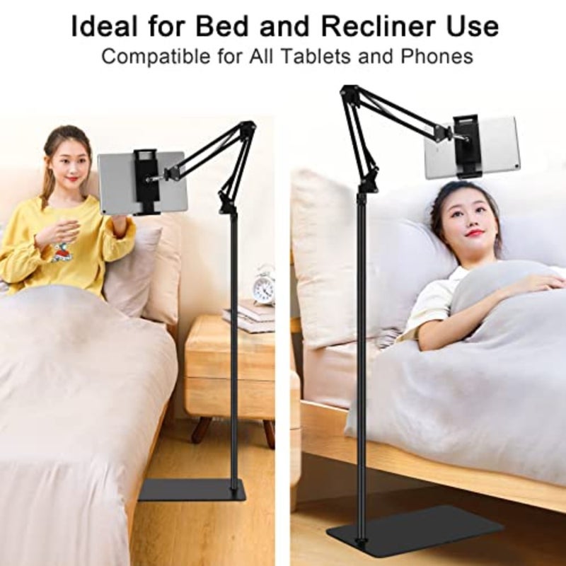 Tablet Floor Stand, Adjustable Universal 360-degree Rotatable Metal Tablet Holder, Phone Stand for iPad/iPhoneX/iPad Pro or Other 4.7~12.9 Inch-Screen Devices Black - Image 3