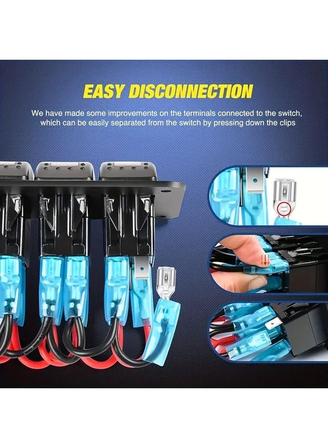 لوحة مفتاح الصخور الزرقاء مع شاحن USB وولاعة سجائر 12 فولت 24 فولت للسيارات والعربات المنزلية والشاحنات - Image 4