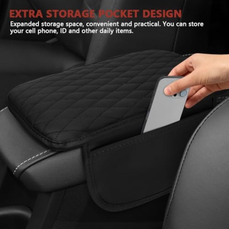 Car Center Console Cover, 12"×7.87" Waterproof Leather Auto Armrest Cover Protector with 2 Pocket, Comfortable Arm Rest Box Cushion Pad, Universal Interior Car  Accessories - Image 5
