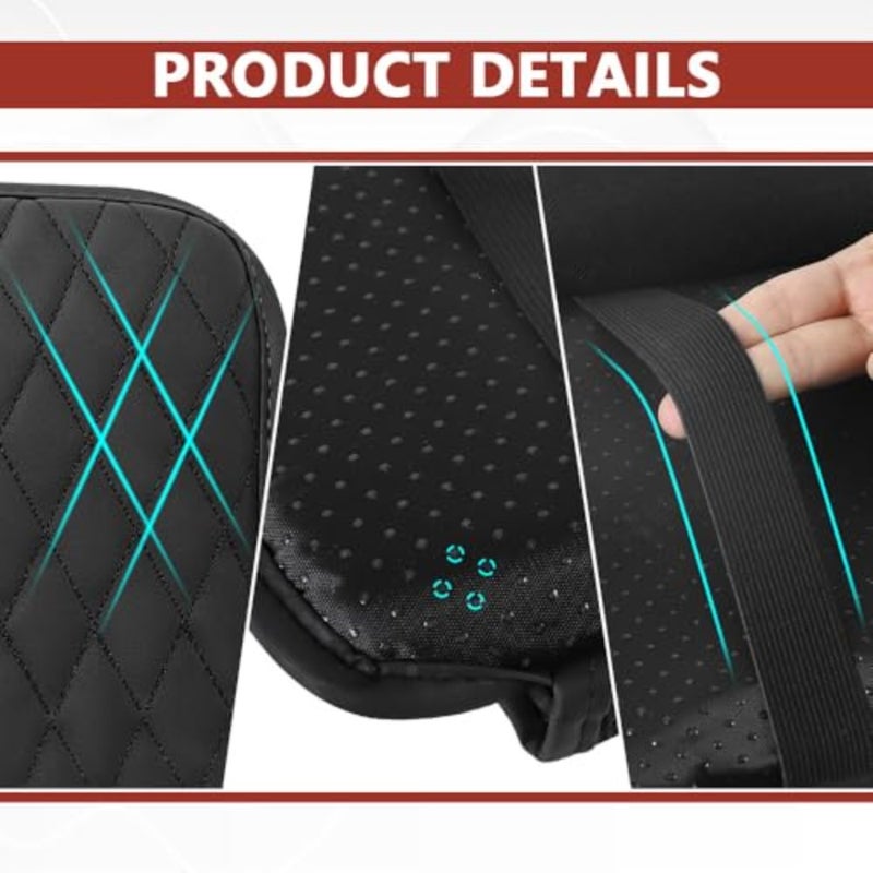 Car Center Console Cover, 12"×7.87" Waterproof Leather Auto Armrest Cover Protector with 2 Pocket, Comfortable Arm Rest Box Cushion Pad, Universal Interior Car  Accessories - Image 3