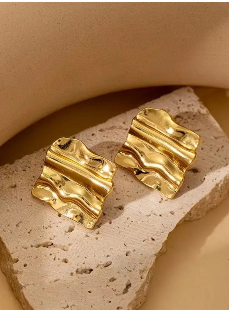 Dangle Charms Elegant & High Quality Stainless Steel Gold Plated Earrings For Women - Image 5