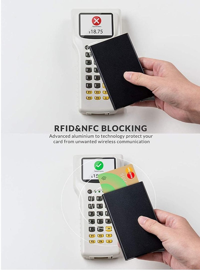 Card Wallet Pop Up Card Holder Credit Card Holder RFID Blocking Minimalist Slim Metal Case for Men Women  - Image 5