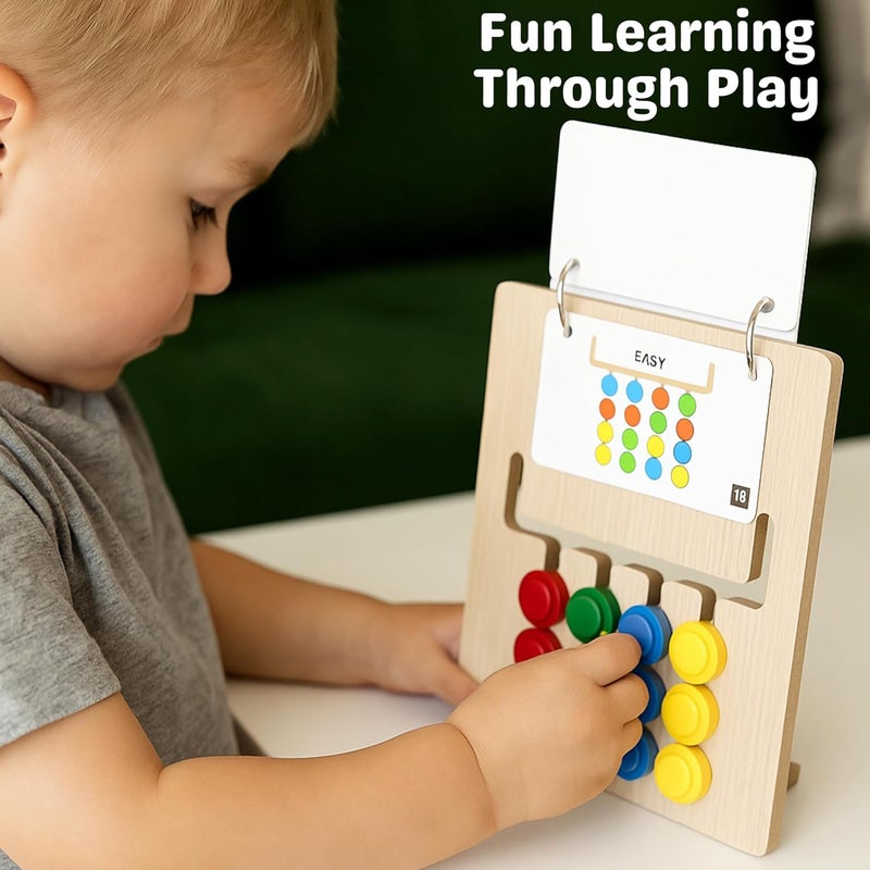 TOYTASTIC Wooden Montessori Slide Puzzle for Kids, Learning Toys for Kid, Slide Puzzle Game Color Matching Brain Teasers Logic Game Preschool Educational Toys for 3,4,5,6,7,8 - Image 3