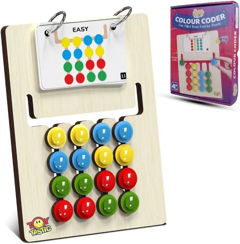 TOYTASTIC Wooden Montessori Slide Puzzle for Kids, Learning Toys for Kid, Slide Puzzle Game Color Matching Brain Teasers Logic Game Preschool Educational Toys for 3,4,5,6,7,8 - Image 2