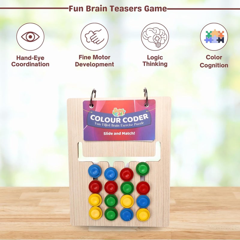 TOYTASTIC Wooden Montessori Slide Puzzle for Kids, Learning Toys for Kid, Slide Puzzle Game Color Matching Brain Teasers Logic Game Preschool Educational Toys for 3,4,5,6,7,8 - Image 4