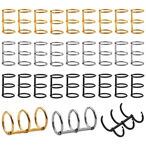 Mardatt 30Pcs 3 Ring Metal Loose Leaf Binders Book Rings Snap Split Hinged for Notebook, Diary, Photo Album, Binding Spines Combs, 20mm (Gold, Silver, Black) - Image 4