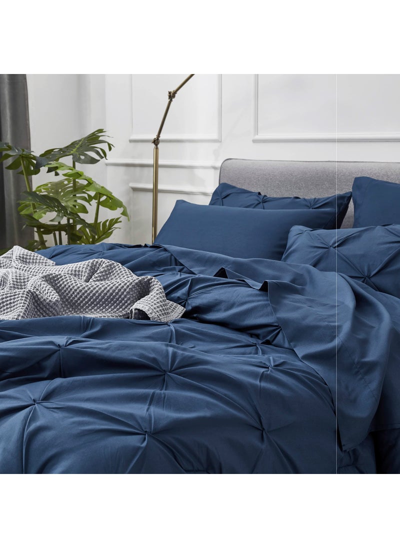 Bedsure Bedsure Full Size Comforter Sets - Bedding Sets Full 7 Pieces  Bed in a Bag Navy Blue Bed Sets with Comforter  Sheets  Pillowcases & Shams  Adult & Kids Bedding  - Image 4