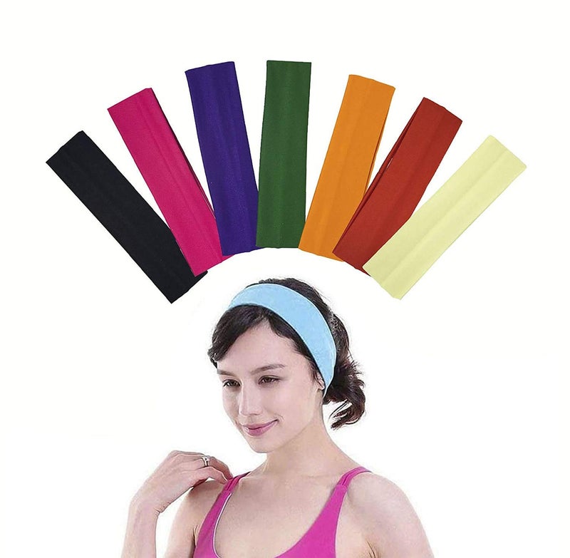 Chanderkash CHANDERKASH Sport Hair Bands For Women Activity Headbands For Jogging And Workout For Unisex Set Of 7 Pcs Multicolor  - Image 1