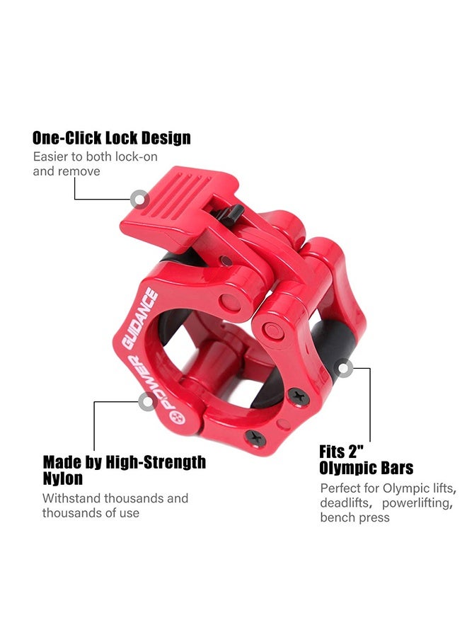 POWER GUIDANCE 50MM Barbell Clamp Collar, Locking Olympic Bar Quick Release Collar Clips for Weightlifting Training Exercise - Image 2