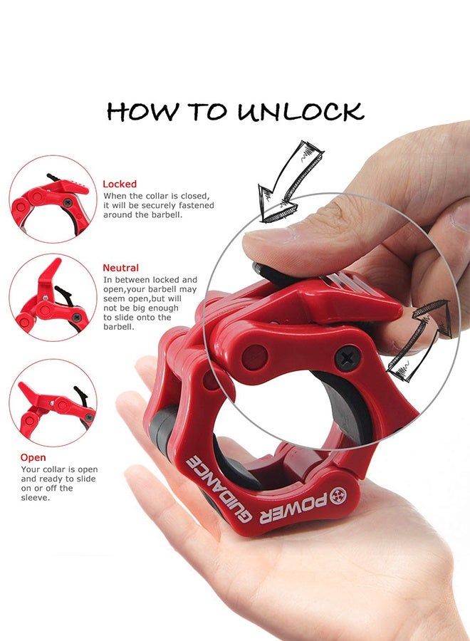 POWER GUIDANCE 50MM Barbell Clamp Collar, Locking Olympic Bar Quick Release Collar Clips for Weightlifting Training Exercise - Image 3