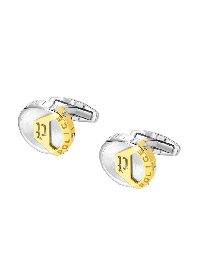 بوليس Megalithic Cufflinks For Men Stainless Steel with Gold Plated Logo