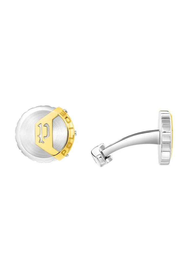 بوليس Megalithic Cufflinks For Men Stainless Steel with Gold Plated Logo