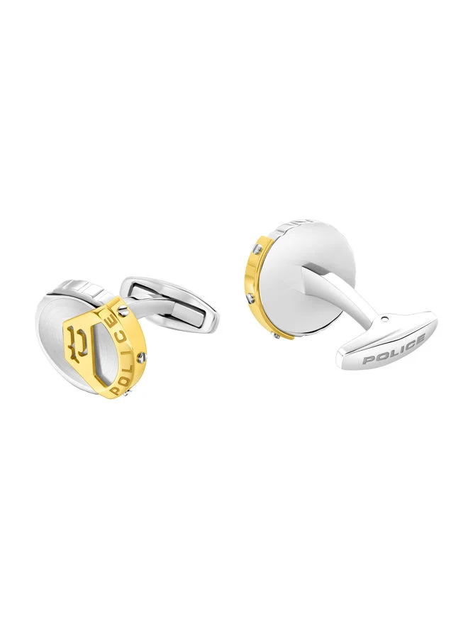 POLICE Megalithic Cufflinks For Men Stainless Steel with Gold Plated Logo