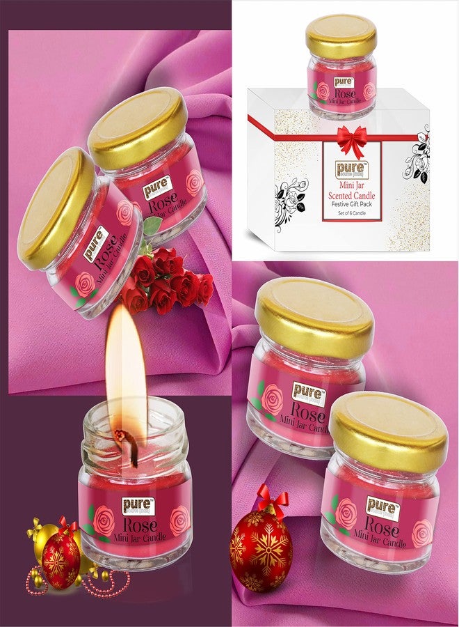 بيور سورس انديا مجموعة شموع معطرة من بيور سورس إنديا، 6 قطع، مناسبة لتزيين المنزل، وزن كل شمعة 30 غرام، شموع هدية ديوالي (وردي-أحمر). - Image 3