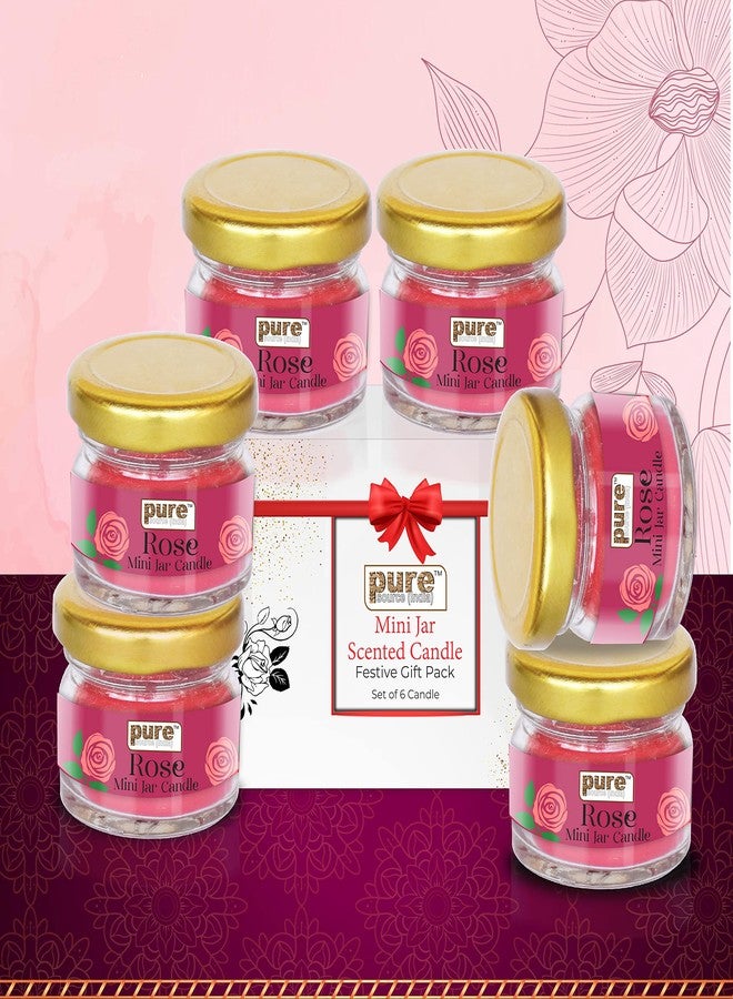 بيور سورس انديا مجموعة شموع معطرة من بيور سورس إنديا، 6 قطع، مناسبة لتزيين المنزل، وزن كل شمعة 30 غرام، شموع هدية ديوالي (وردي-أحمر). - Image 4