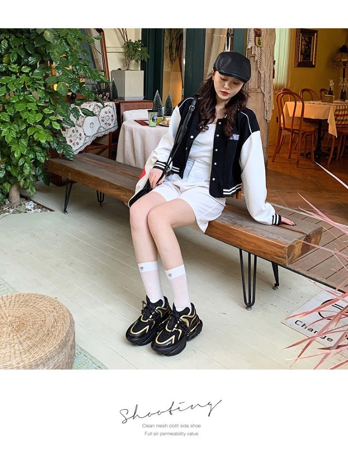 Sports Casual And Comfortable Color Matching Couple Shoes Thick Sole Heightening Niche Design High-End Dad Shoes - Image 3