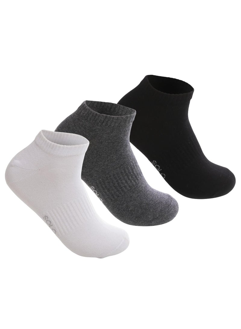 Solo Pack of 3 Half Towel Socket Cotton Socks - Kobe - Image 1