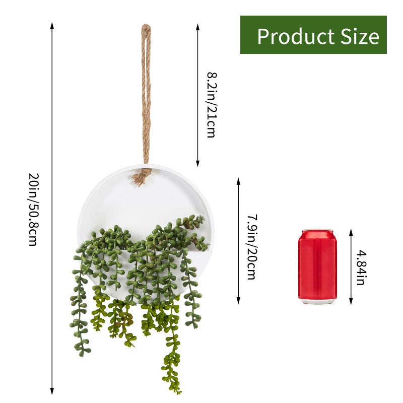 CEWOR Artificial Succulents Hanging Plants 2pcs Fake String of Pearls in Pot with Lanyard for Indoor Outdoor Wall Boho Wall Decor - Image 2