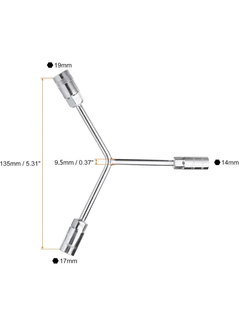 GGOOT Y-Shaped 3 Way Socket Wrench 14mm 17mm 19mm Long Arm Y-Type 6-Point Hexagon Spanner Hex Wrench Torque Spanner Socket for Car Motorcycle Repair Hardware Tools  - Image 2