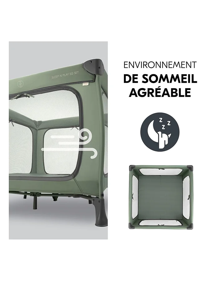 hauck Hauck Sleep N Play Travel Cot SQ Set Dark Green