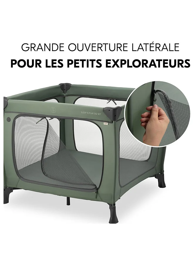 hauck Hauck Sleep N Play Travel Cot SQ Set Dark Green