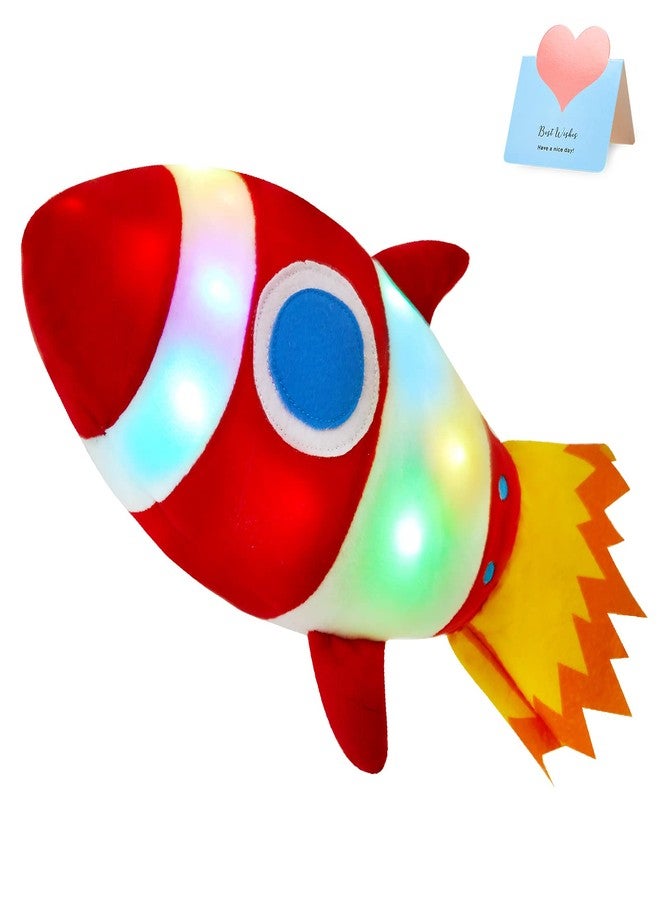 BSTAOFY Light up Red Rocket Plush Toys Stuffed LED Glow Soft Cozy Nightlight Kids Gifts for Toddlers on Birthday Valentines Christmas, 14.5’’ - Image 1