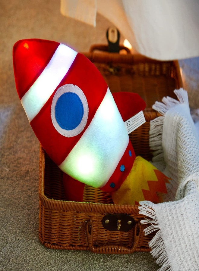 BSTAOFY Light up Red Rocket Plush Toys Stuffed LED Glow Soft Cozy Nightlight Kids Gifts for Toddlers on Birthday Valentines Christmas, 14.5’’ - Image 2