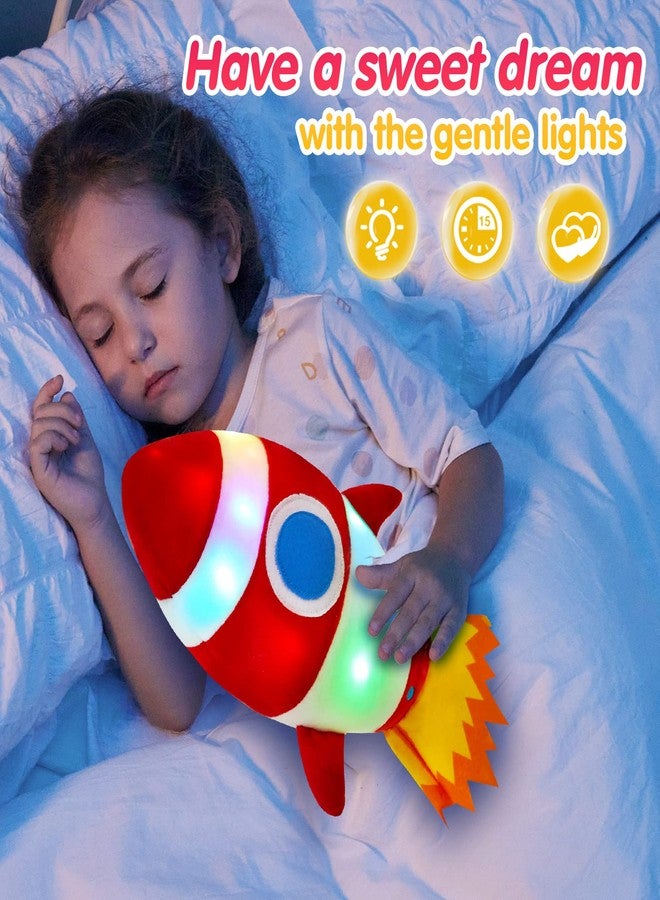 BSTAOFY Light up Red Rocket Plush Toys Stuffed LED Glow Soft Cozy Nightlight Kids Gifts for Toddlers on Birthday Valentines Christmas, 14.5’’ - Image 3