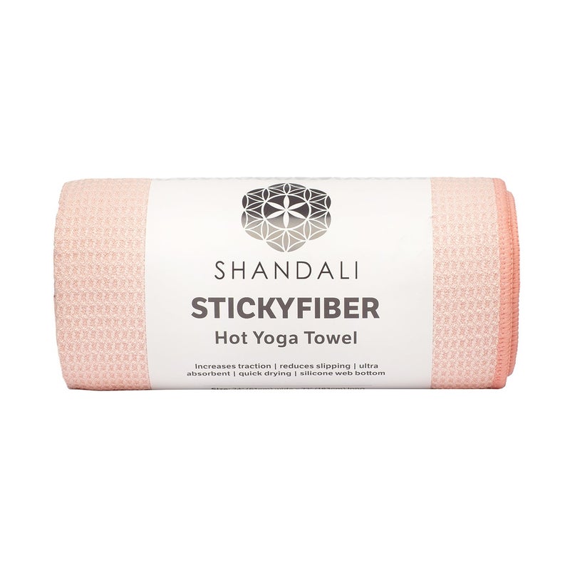 Shandali Hot Yoga Towel - Stickyfiber Yoga Towel - Mat-Sized, Microfiber, Super Absorbent, Anti-Slip, Injury Free, 24" x 72" - Bikram Yoga Towel - Exercise, Fitness, Pilates - Sakura Pink - Image 1