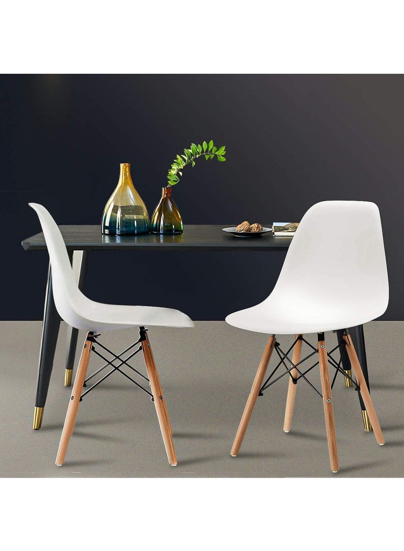 UNIVERSAL White Dining Chair Modern Simple Style Plastic Natural Wooden Legs Iron Frame for Dining Room, Kitchen, Living R oom, Office, Tea Room, etc., L 20.87in*W 17.91in*H 31.77in, Set of 2. - Image 2