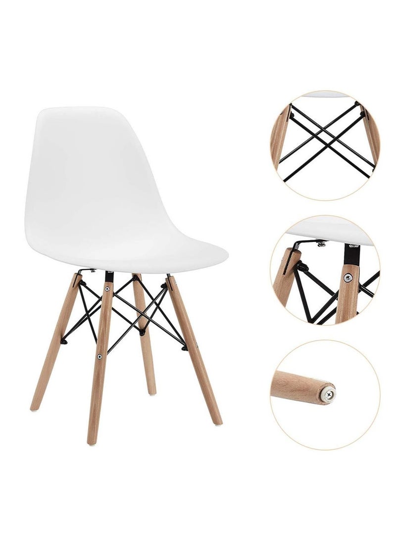 UNIVERSAL White Dining Chair Modern Simple Style Plastic Natural Wooden Legs Iron Frame for Dining Room, Kitchen, Living R oom, Office, Tea Room, etc., L 20.87in*W 17.91in*H 31.77in, Set of 2. - Image 3