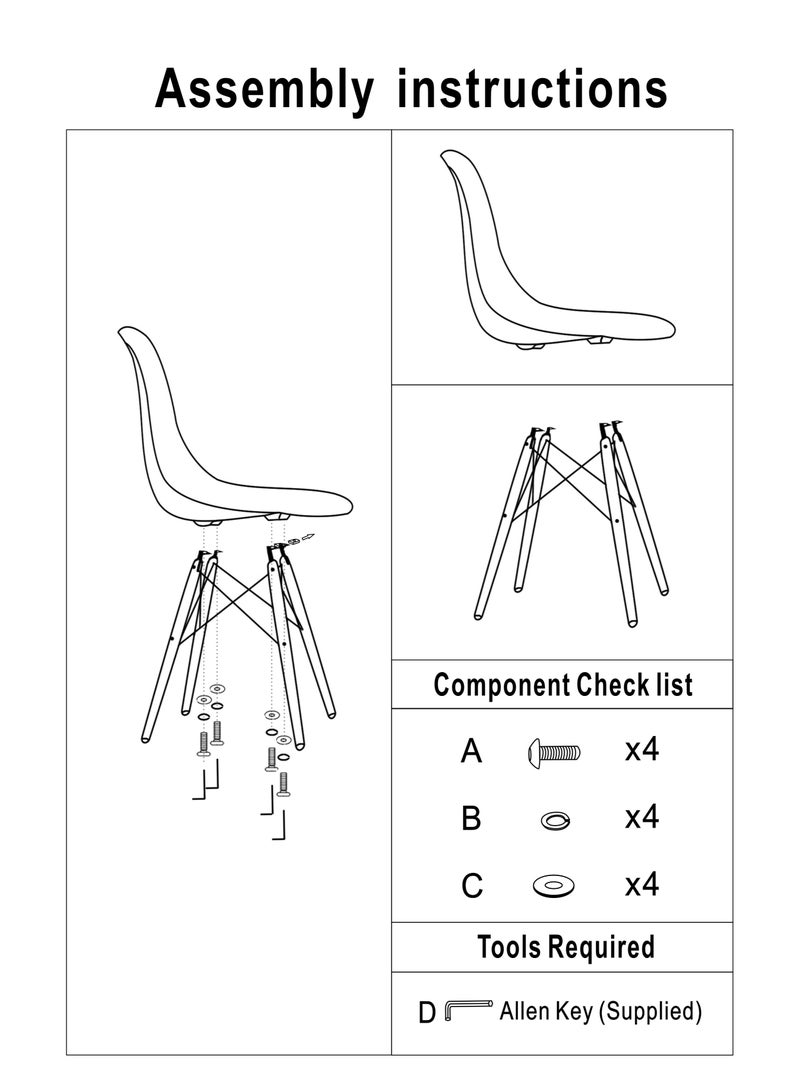 UNIVERSAL White Dining Chair Modern Simple Style Plastic Natural Wooden Legs Iron Frame for Dining Room, Kitchen, Living R oom, Office, Tea Room, etc., L 20.87in*W 17.91in*H 31.77in, Set of 2. - Image 5