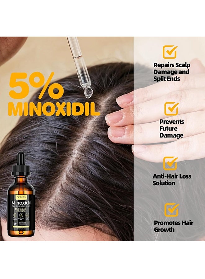 CANAMIN 5% Minoxidil Hair Growth Serum Oil For Men and Women, Biotin Hair Serum, Safest Hair Regrowth Treatment, Prevent Scalp Hair Loss 30ml - Image 3
