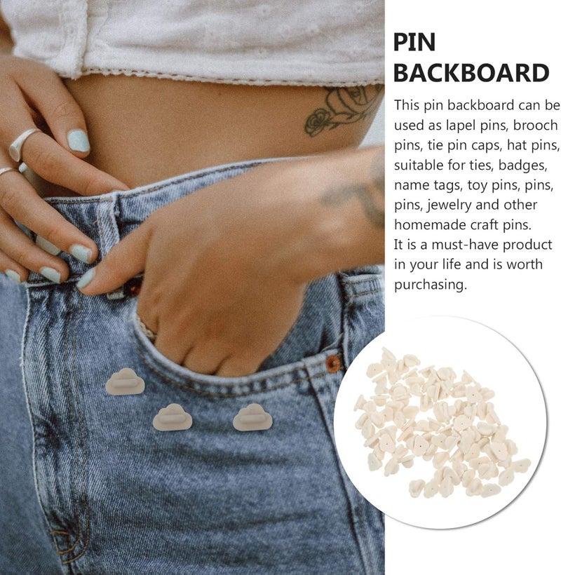 كلاراكو 100 قطعة من ملحقات البروش، دبوس القابض، ظهر دبوس الياقة، دبوس الفراشة، ظهر دبوس الزي الرسمي، ظهر دبوس الربط، ظهر دبوس الفراشة، دبوس القابض الفراشي، قفل القوس، مطاط أبيض - Image 3