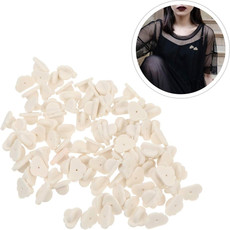 كلاراكو 100 قطعة من ملحقات البروش، دبوس القابض، ظهر دبوس الياقة، دبوس الفراشة، ظهر دبوس الزي الرسمي، ظهر دبوس الربط، ظهر دبوس الفراشة، دبوس القابض الفراشي، قفل القوس، مطاط أبيض - Image 5