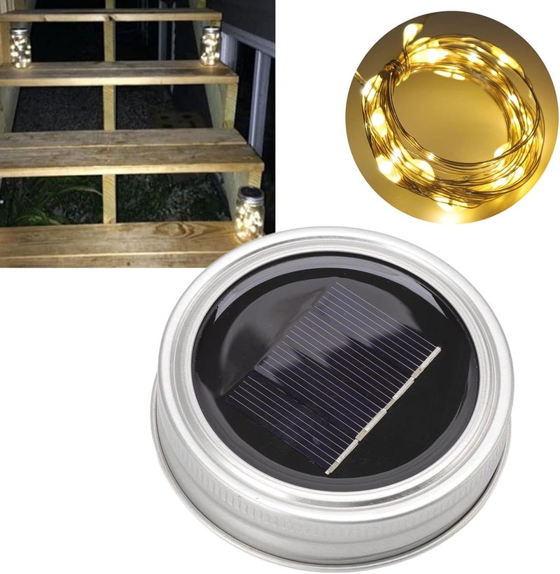 klarako LED Outdoor Solar Mason Jar Light Lid Waterproof Flame Solar Fairy String Lids for Normal Jars 6.6 Feet - Image 3
