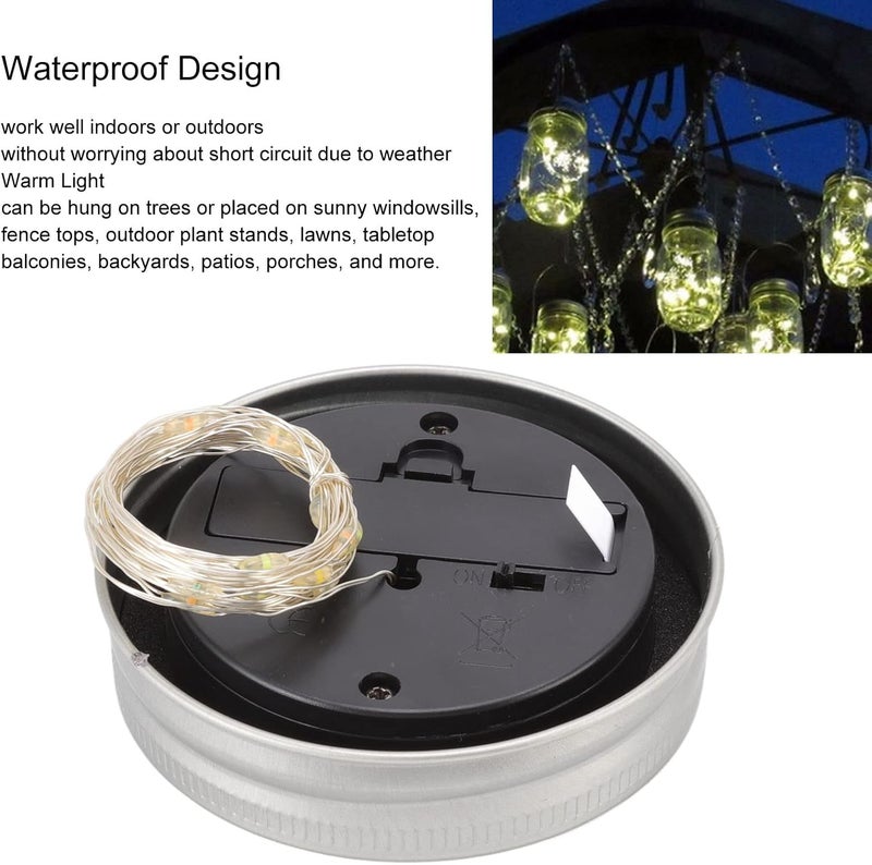 klarako LED Outdoor Solar Mason Jar Light Lid Waterproof Flame Solar Fairy String Lids for Normal Jars 6.6 Feet - Image 5