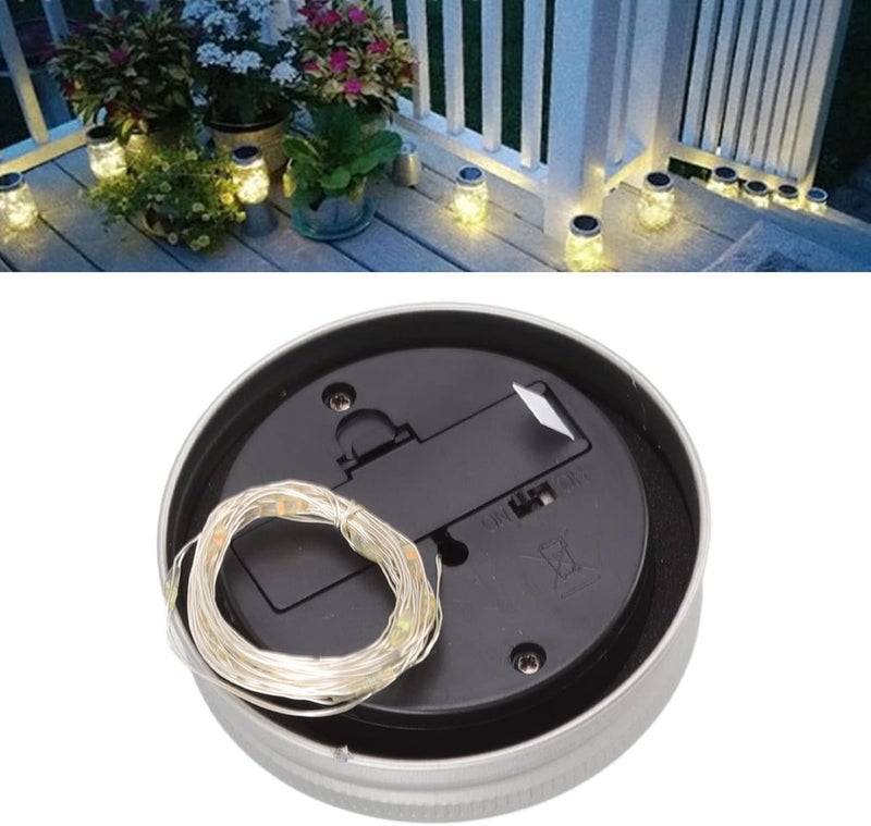 klarako LED Outdoor Solar Mason Jar Light Lid Waterproof Flame Solar Fairy String Lids for Normal Jars 6.6 Feet - Image 4