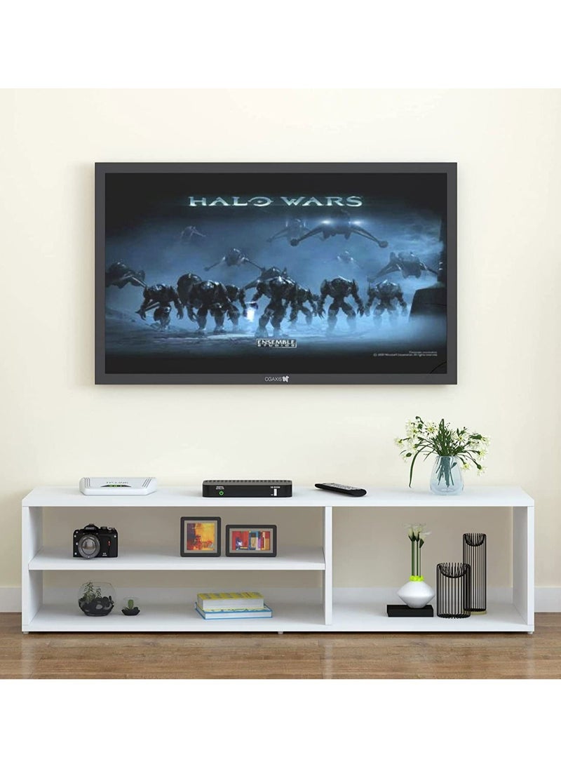 MODERN HOME - TV unit modern design with 1 side cabinets and 2 storage racks - 130cm - white - Image 1