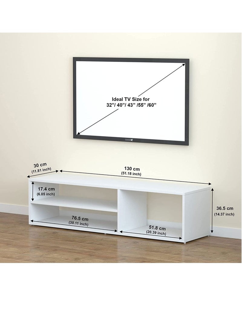 MODERN HOME - TV unit modern design with 1 side cabinets and 2 storage racks - 130cm - white - Image 1