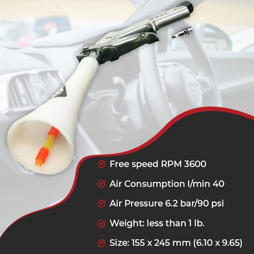 HI-TECH Vortex II Air Cleaning Gun – Pro Auto Detailing Tool for Deep Cleaning Interiors & Exteriors – Uses Air Compressor – Blasts Dust, Dirt & Grime Fast - Image 4