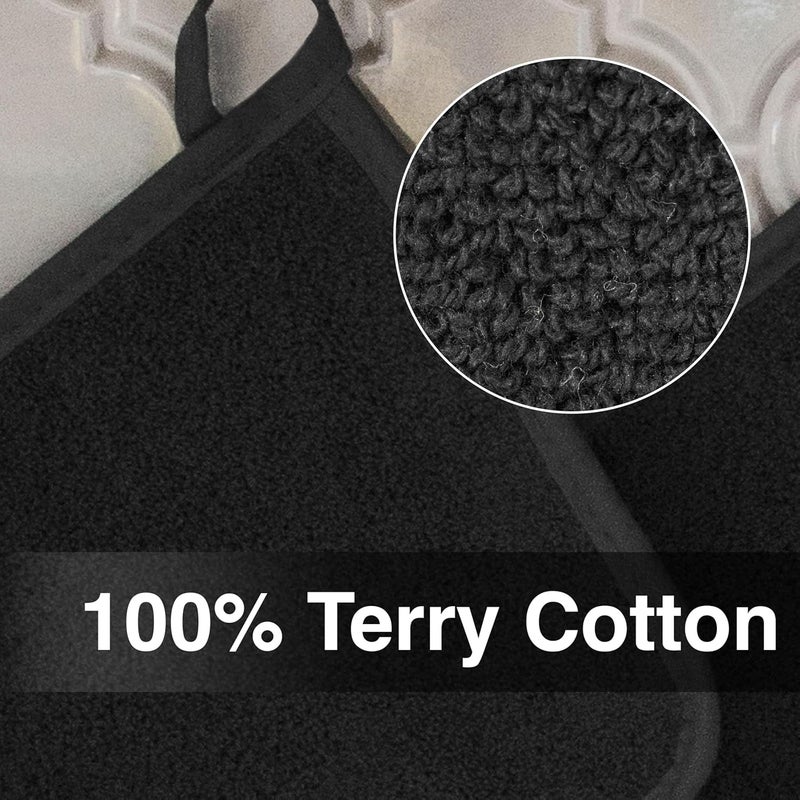 Ritz Terry Potholder & Hot Pad: Unparalleled Heat Resistant, Durable 100% Cotton – Ergonomically Designed for Optimal Grip – Easy-Care Machine Washable, Perfect for Your Kitchen – Black, 2-Pk - Image 2