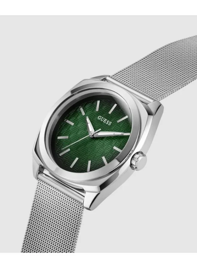 GUESS GUESS Mens Silver Tone Analog Watch